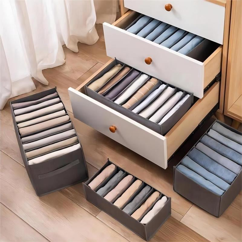 Multi Compartment Clothes Storage Box, 1 Count Non-Woven Fabric Jeans Durable Storage Organizer for Dressers Drawer, Space-Saving Clothes & Underwear Storage Box, Home Wardrobe Drawer Organizer