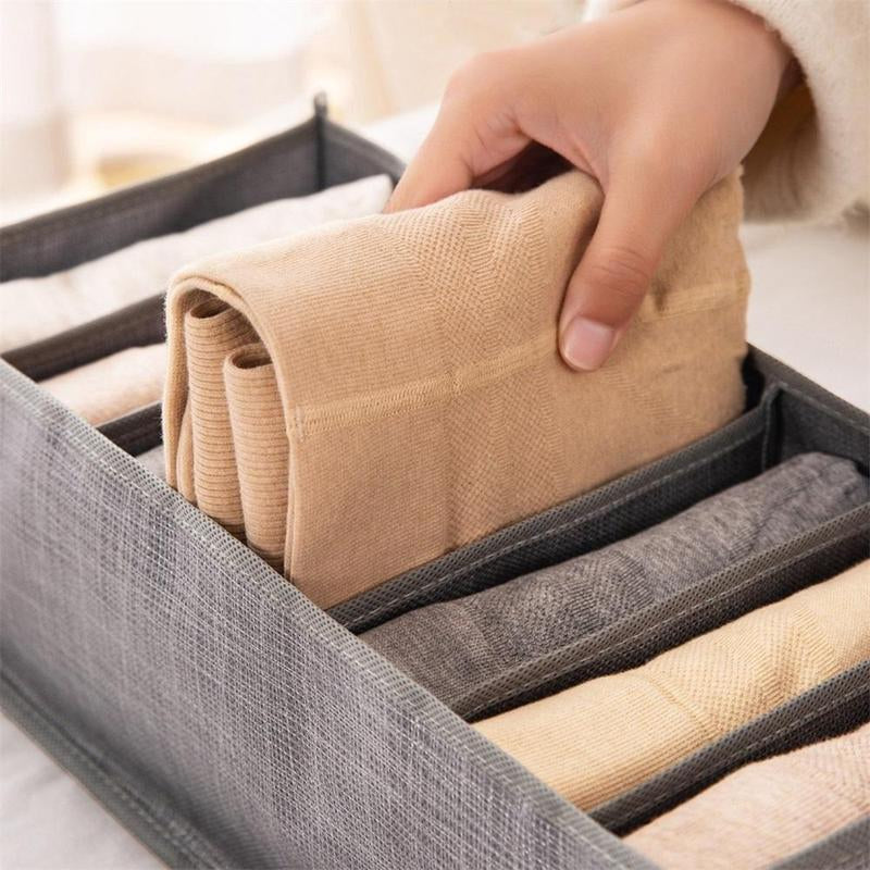 Multi Compartment Clothes Storage Box, 1 Count Non-Woven Fabric Jeans Durable Storage Organizer for Dressers Drawer, Space-Saving Clothes & Underwear Storage Box, Home Wardrobe Drawer Organizer