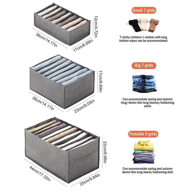 Multi Compartment Clothes Storage Box, 1 Count Non-Woven Fabric Jeans Durable Storage Organizer for Dressers Drawer, Space-Saving Clothes & Underwear Storage Box, Home Wardrobe Drawer Organizer