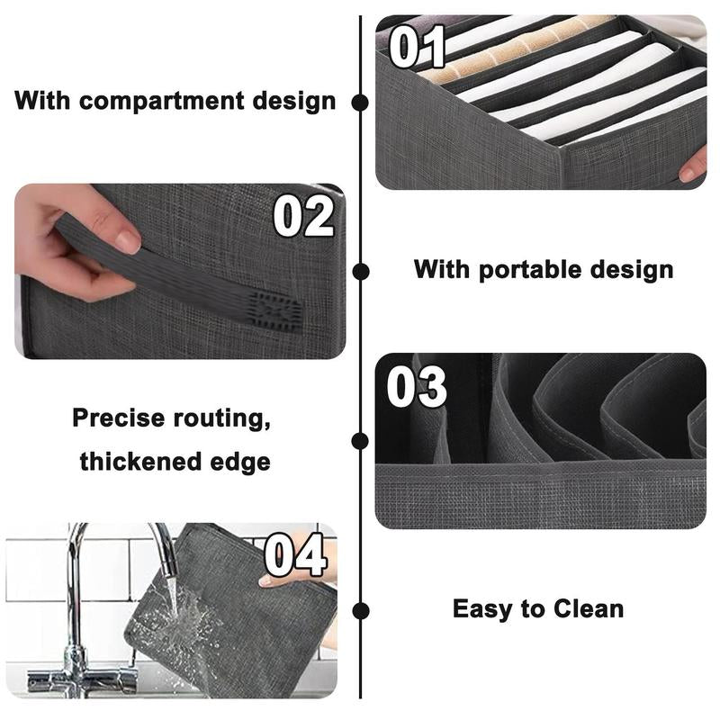 Multi Compartment Clothes Storage Box, 1 Count Non-Woven Fabric Jeans Durable Storage Organizer for Dressers Drawer, Space-Saving Clothes & Underwear Storage Box, Home Wardrobe Drawer Organizer