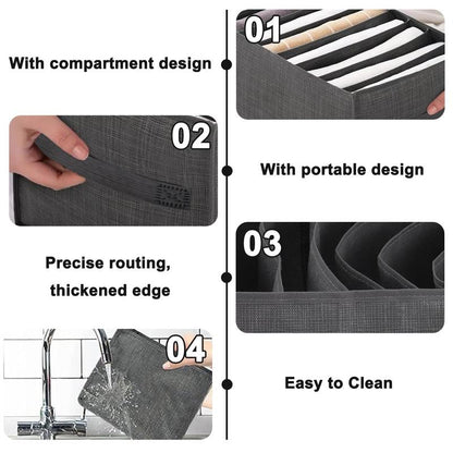 Multi Compartment Clothes Storage Box, 1 Count Non-Woven Fabric Jeans Durable Storage Organizer for Dressers Drawer, Space-Saving Clothes & Underwear Storage Box, Home Wardrobe Drawer Organizer